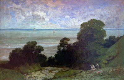 Zeegezicht of Uitzicht op Honfleur door Gustave Courbet